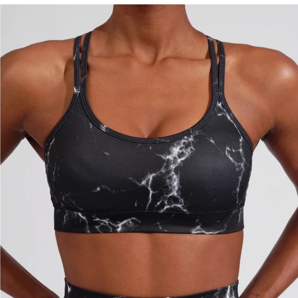 Large BuffBunny Jade Mesh Sports Bra ( Black Marble) - Picture 4 of 12